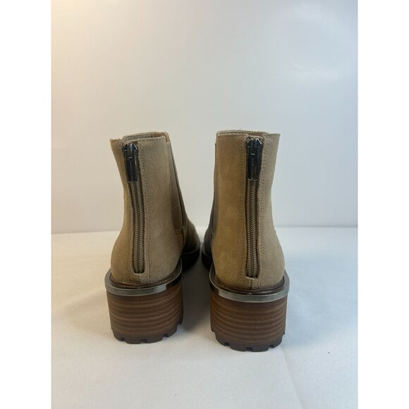 Vince Camuto Kelivena Suede Chelsea Boots Taupe Womens 9W Chunky Lug Sole Block - Picture 8 of 14
